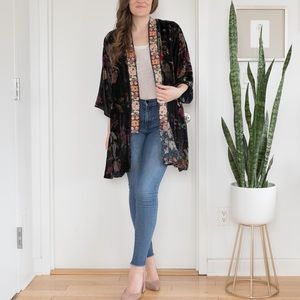 Johnny Was Velvet & Silk Reversible Floral Kimono